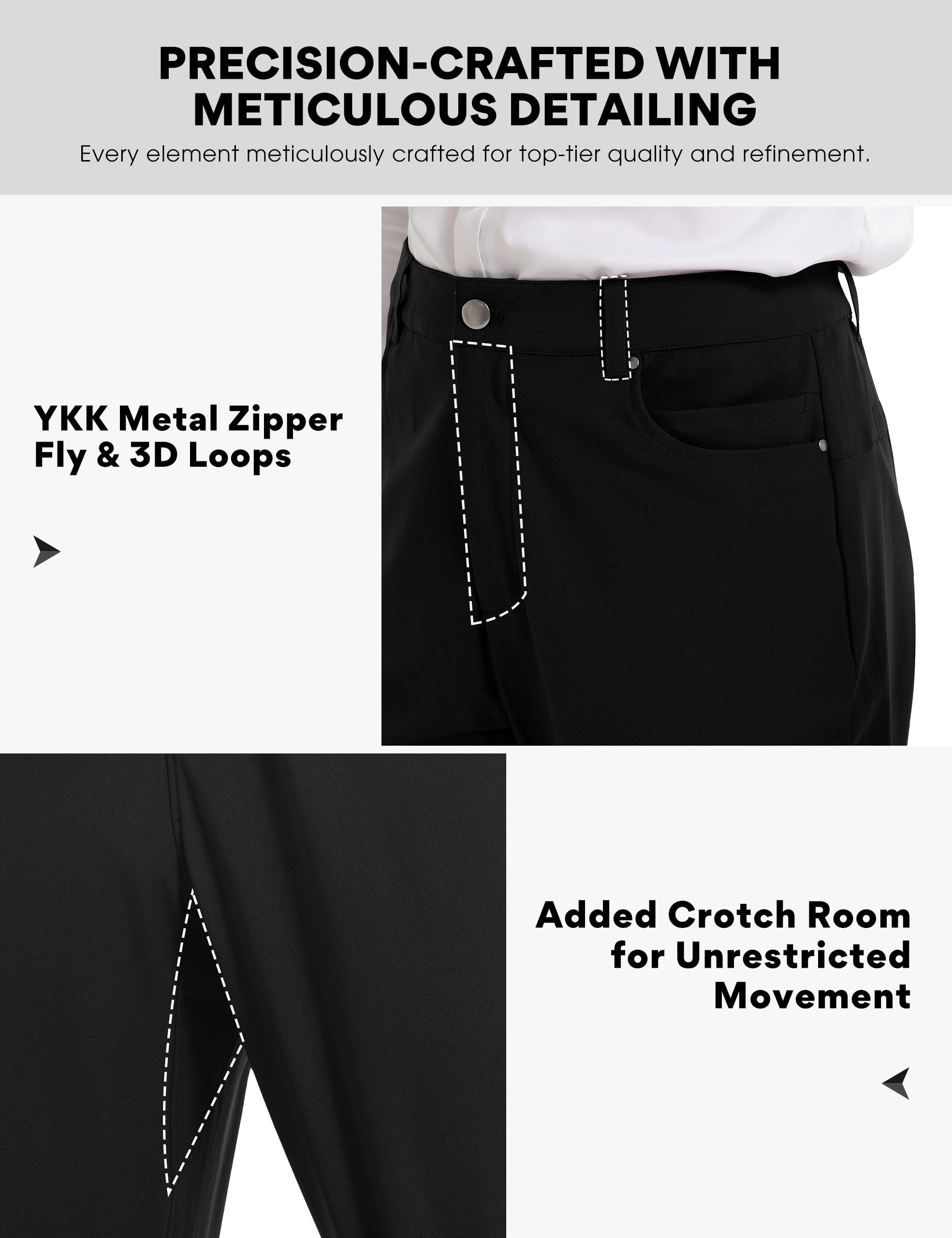 FitsT4 Men's Golf Pants Stretch Relaxed Fit with 6 Pockets - 30"/32" Lightweight Quick Dry Wrinkle-Free Dress Trouser - Image 4