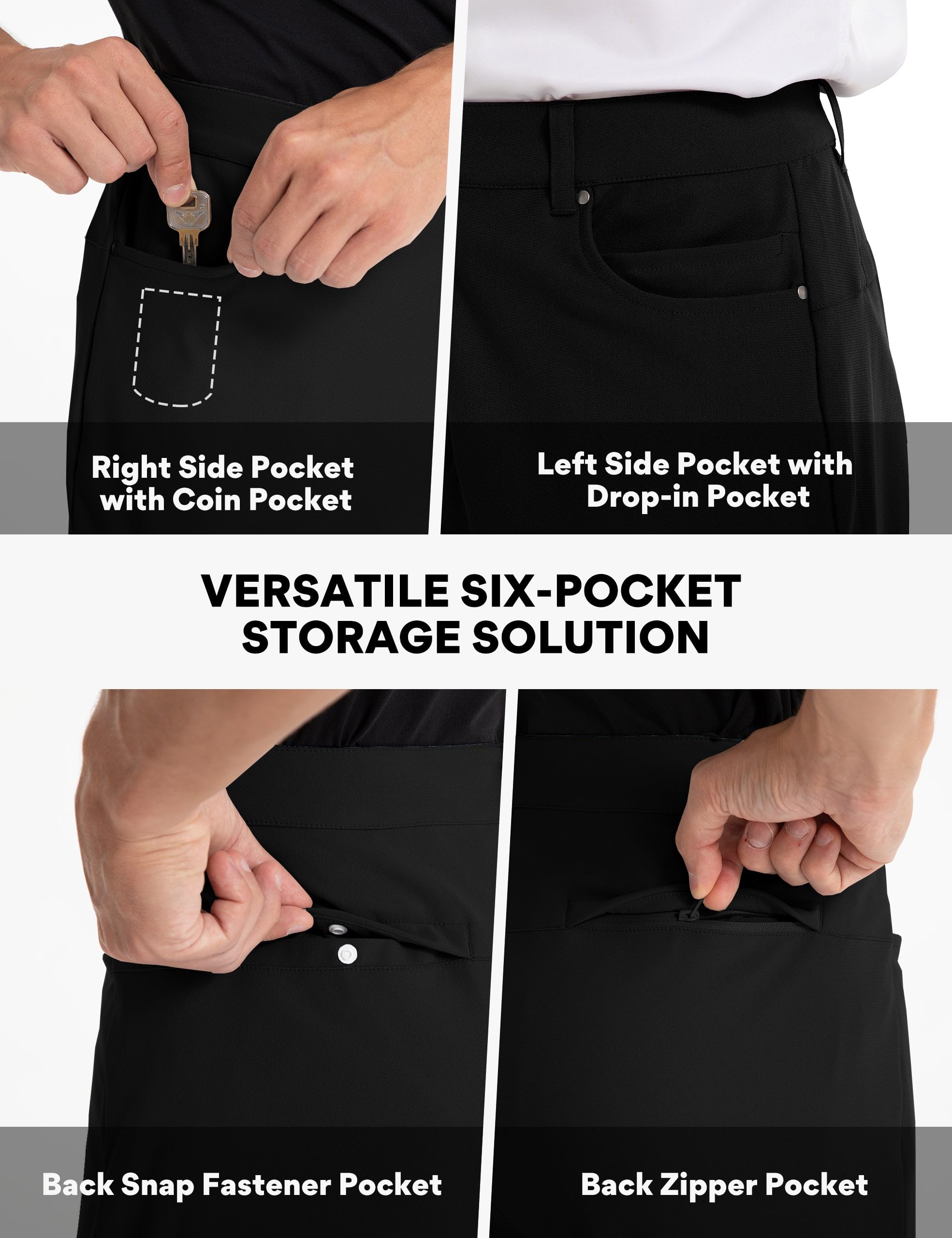 FitsT4 Men's Golf Pants Stretch Relaxed Fit with 6 Pockets - 30"/32" Lightweight Quick Dry Wrinkle-Free Dress Trouser - Image 5