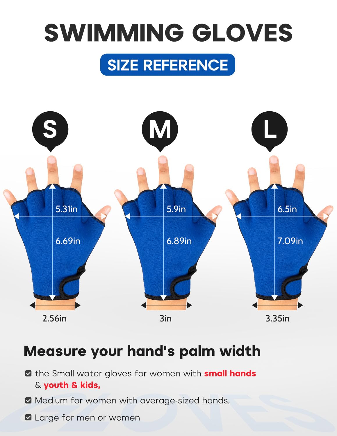 FitsT4 Sports Aqua Gloves Webbed Paddle Swim Gloves Fitness Water Aerobics - Image 3