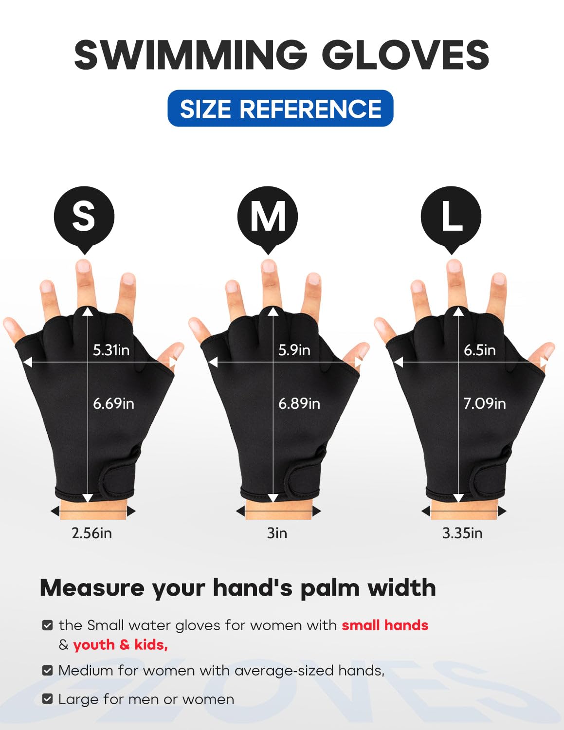 FitsT4 Sports Aqua Gloves Webbed Paddle Swim Gloves Fitness Water Aerobics - Image 3