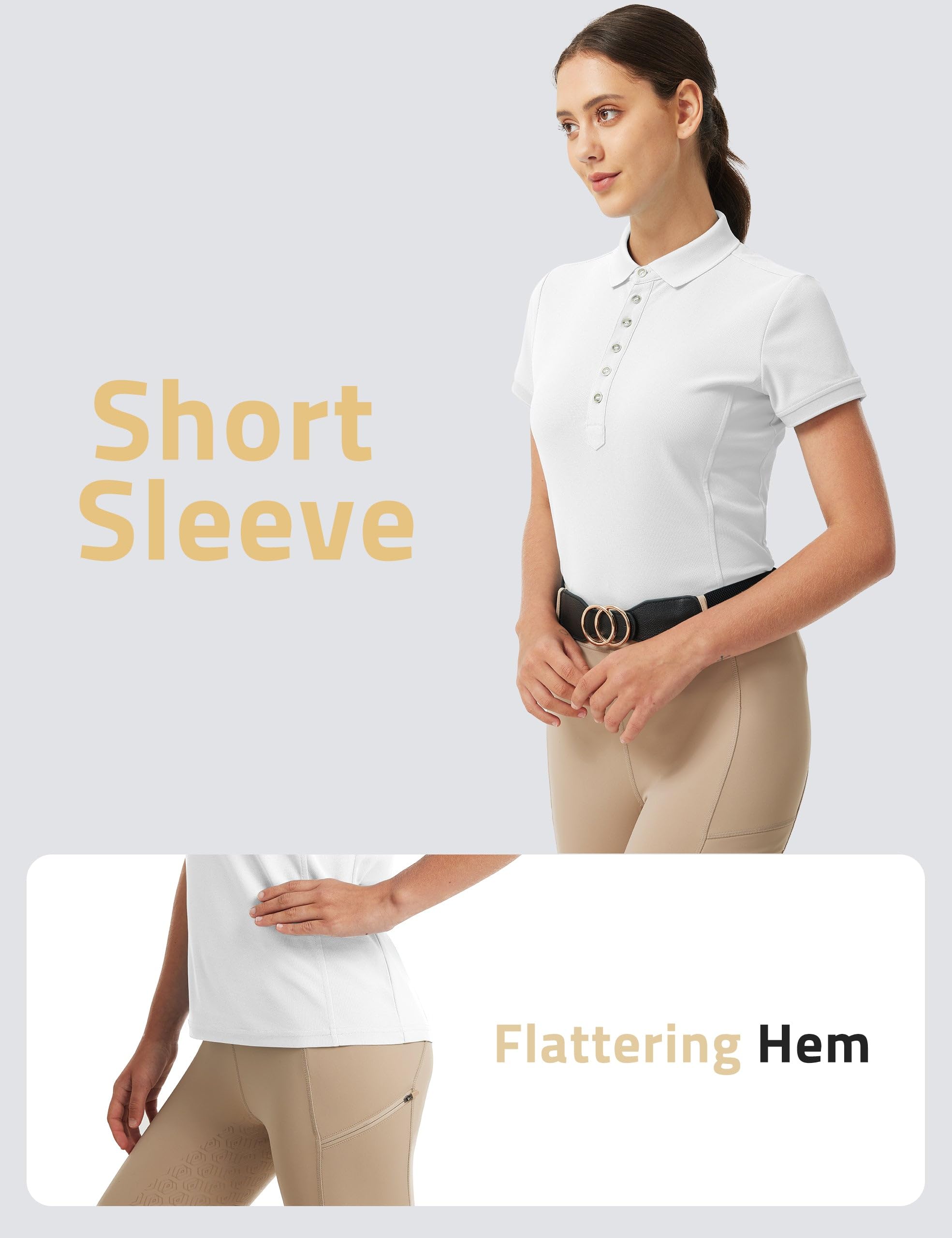 FitsT4 Sports Equestrian Shirts for Women Short Sleeve UPF50+ Moisture Wicking Polo Shirts for Horse Riding Tops - Image 6