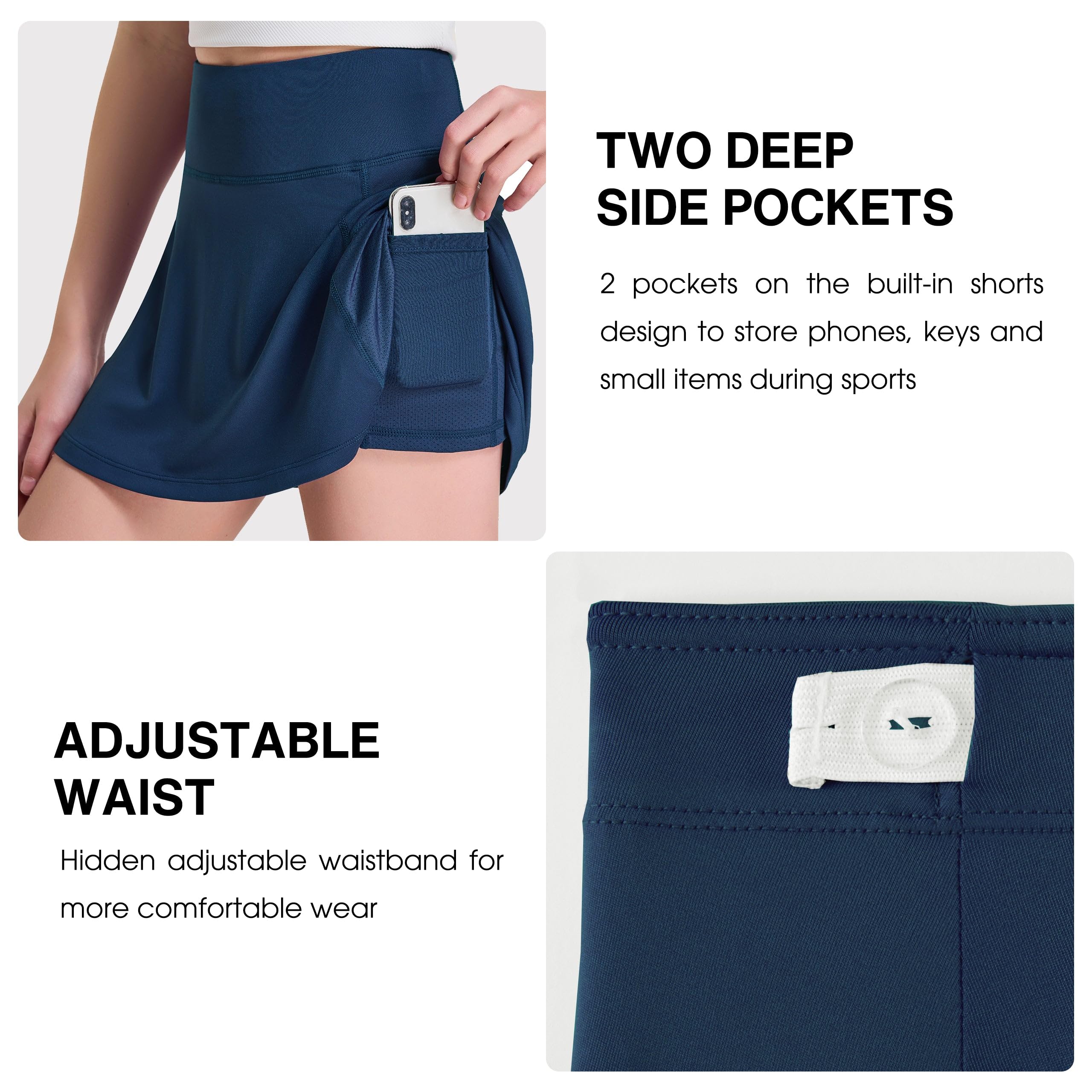 FitsT4 Sports Girl's Golf Skirt Adjustable Waist Active Tennis Skort UPF50+ - Image 4