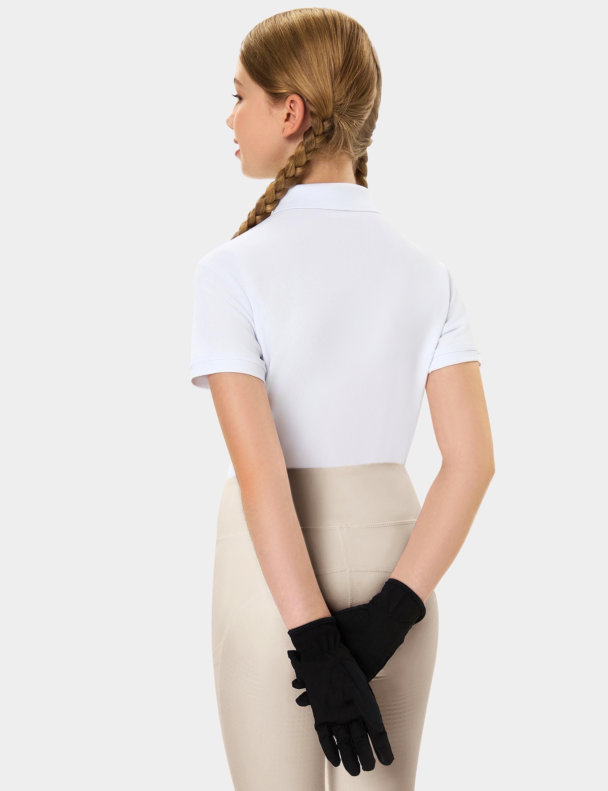 FitsT4 Sports Girls Equestrian Shirt Short Sleeve Horse Riding Polo Shirts Button UP Horseback Show Shirt - Image 4