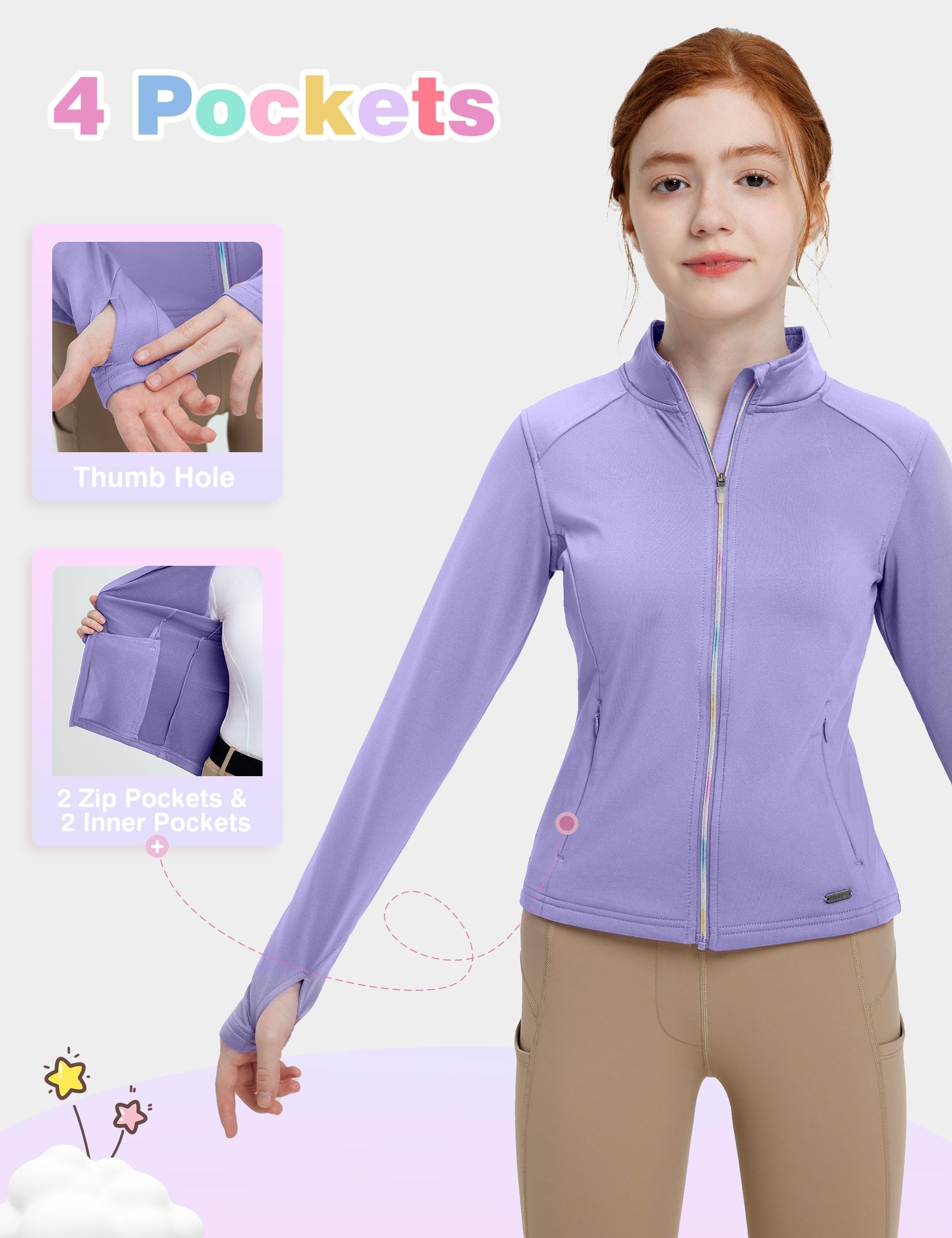 FitsT4 Sports Girls Fleece Equestrian Shirt Horse Riding Jacket Fall Winter Warm Horseback Riding Shirts Athletic Outwear - Image 5