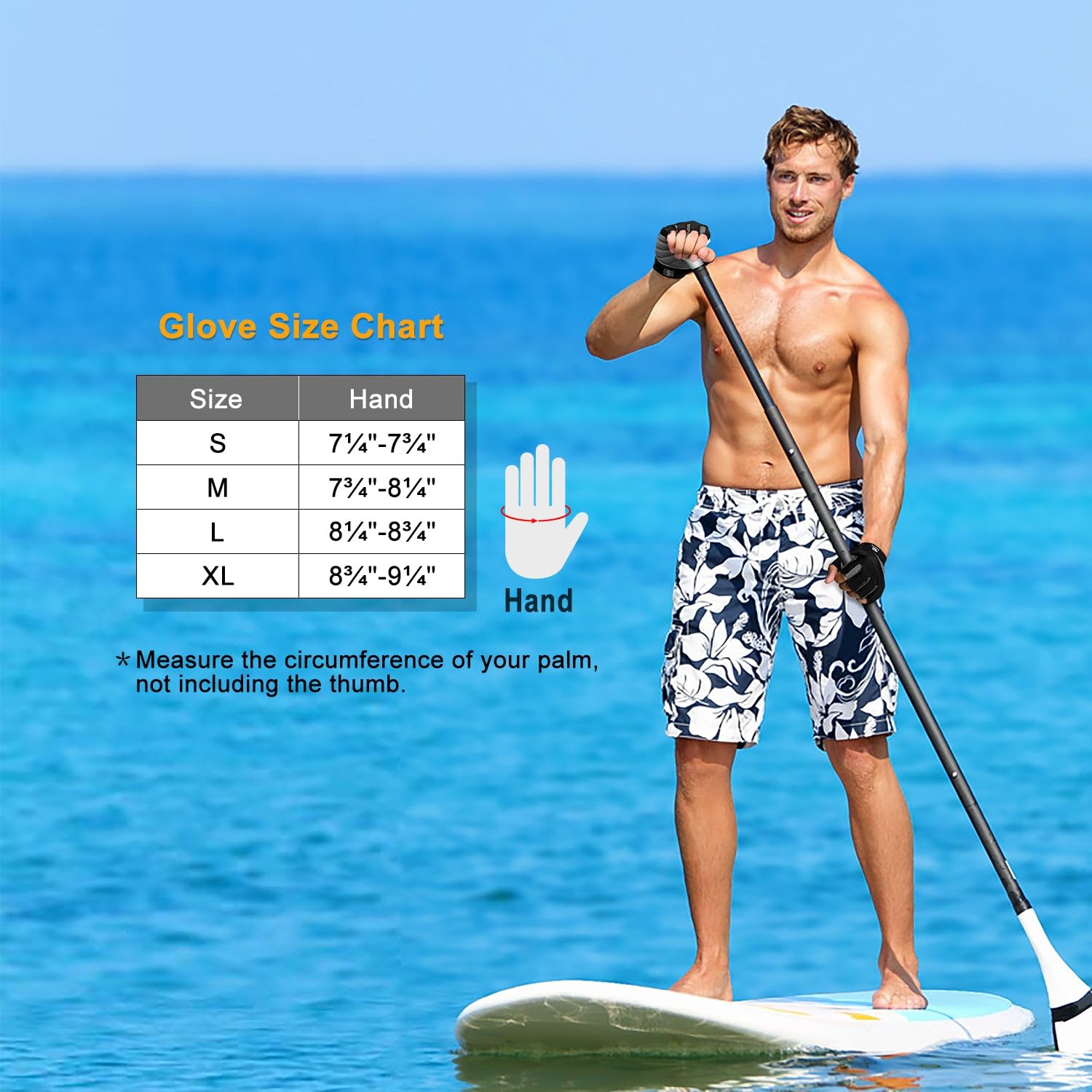 FitsT4 Sports Half Finger Padded Palm Gloves for Diving, Sailing, Jet Skiing, Stand-UP Boarding, Kayaking and Water Skiing, Suitable for Men&Women&Youth - Image 7