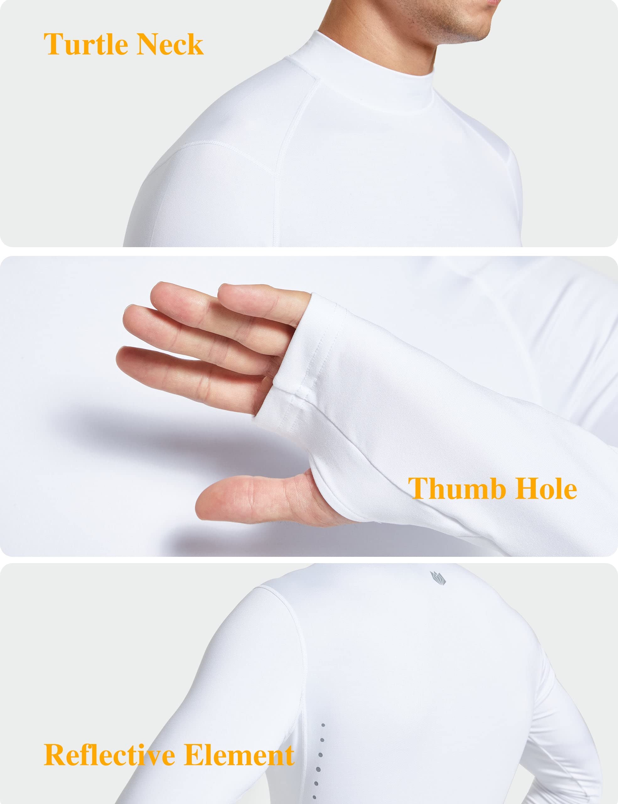 FitsT4 Sports Men's Thermal Shirt Fleece Lined Mock Neck Base Layer Tops - Image 5