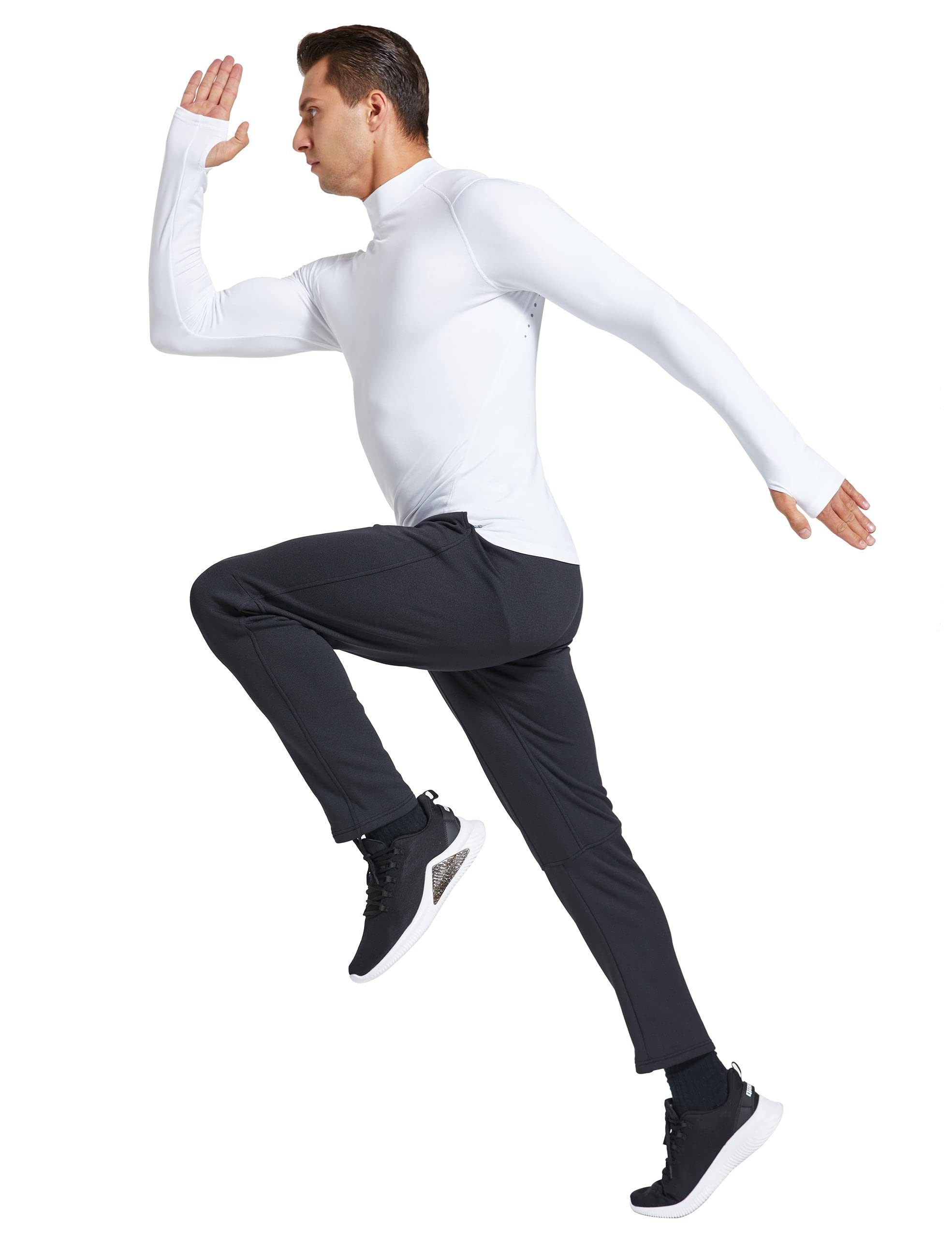 FitsT4 Sports Men's Thermal Shirt Fleece Lined Mock Neck Base Layer Tops - Image 6