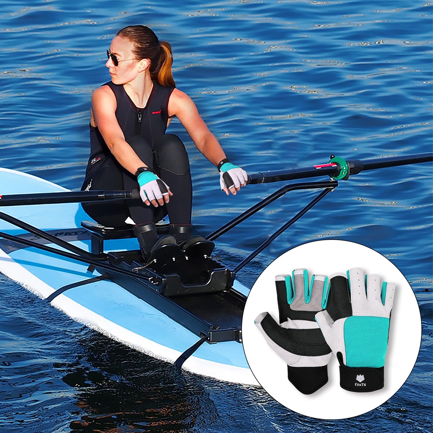 FitsT4 Sports Sailing Gloves 3/4 Finger and Grip Great for Sailing, Yachting, Paddling, Kayaking, Fishing, Dinghying Water Sports for Men and Women - Image 4