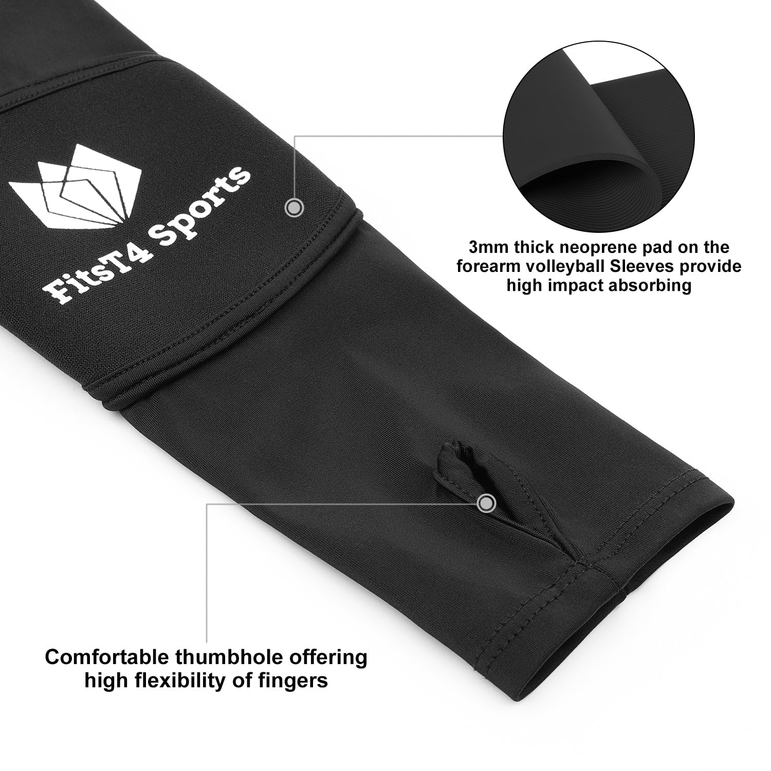 FitsT4 Sports Volleyball Arm Sleeves for Girls Passing Forearm Sleeves with Protection Pads and Thumbhole for Youth - Image 3