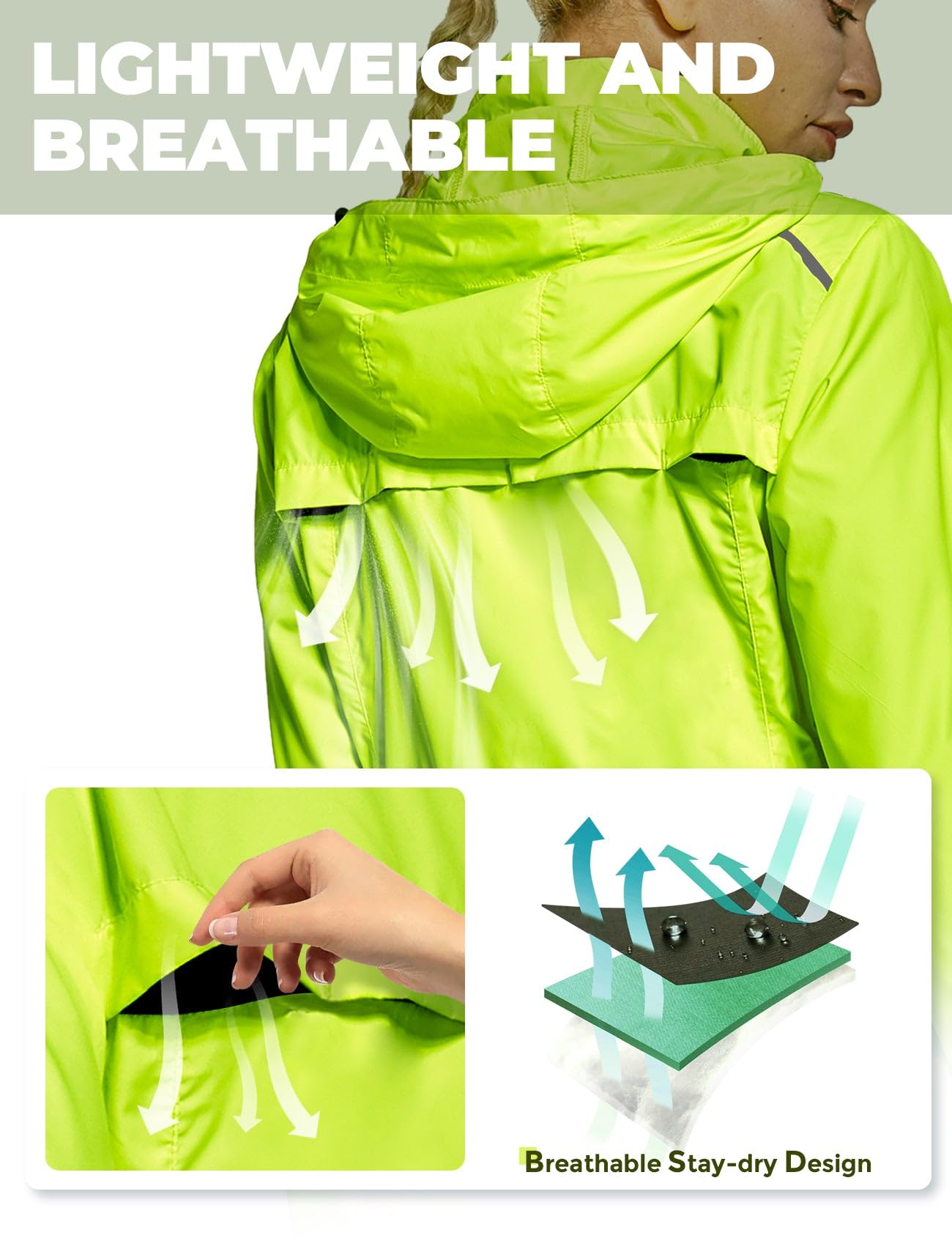 FitsT4 Sports Women's Cycling Running Jackets Lightweight Windproof Bike Windbreaker Reflective with Hooded - Image 5