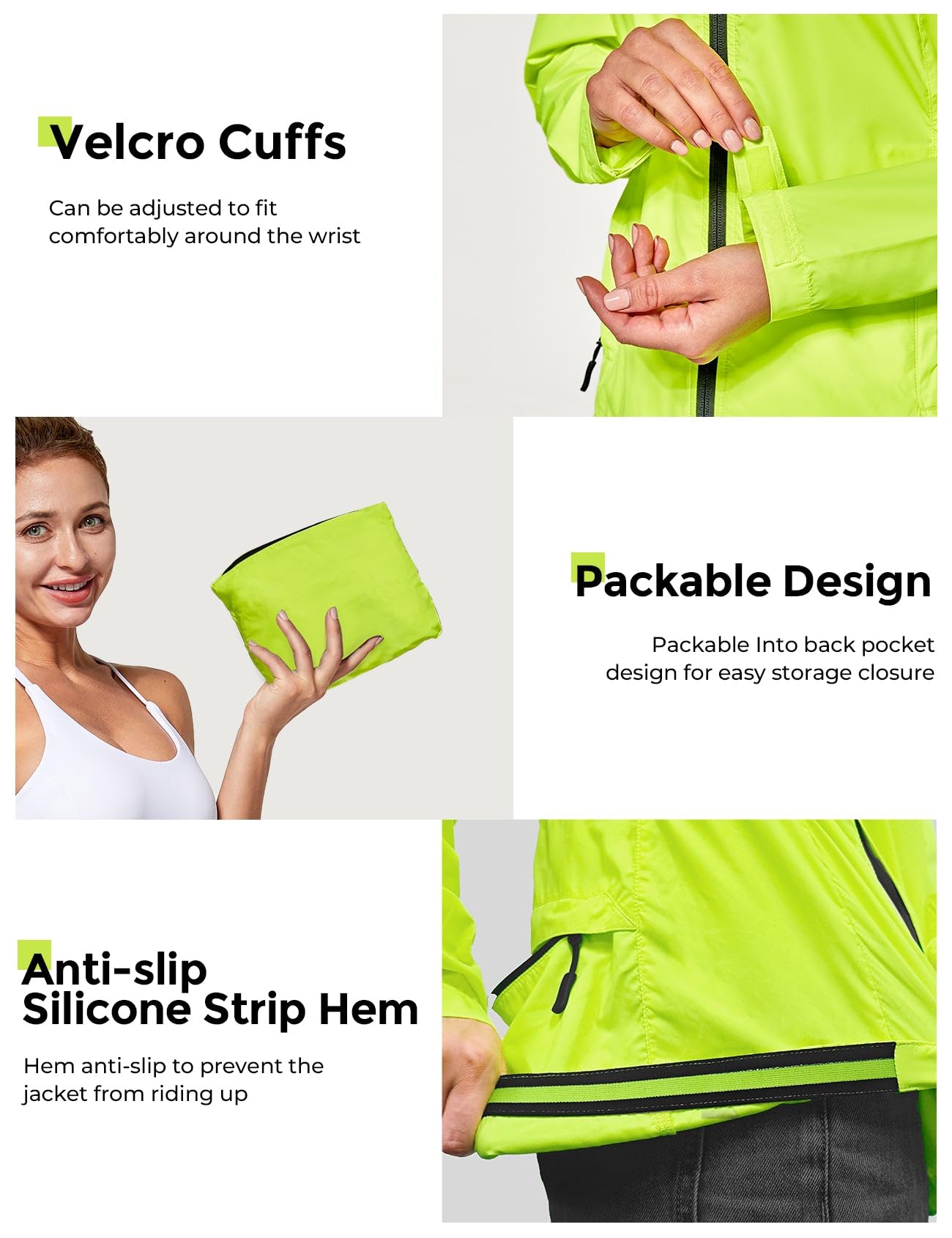 FitsT4 Sports Women's Cycling Running Jackets Lightweight Windproof Bike Windbreaker Reflective with Hooded - Image 6