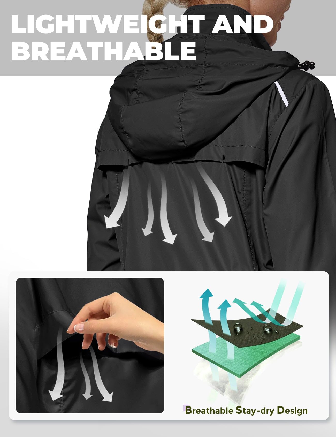 FitsT4 Sports Women's Cycling Running Jackets Lightweight Windproof Bike Windbreaker Reflective with Hooded - Image 5