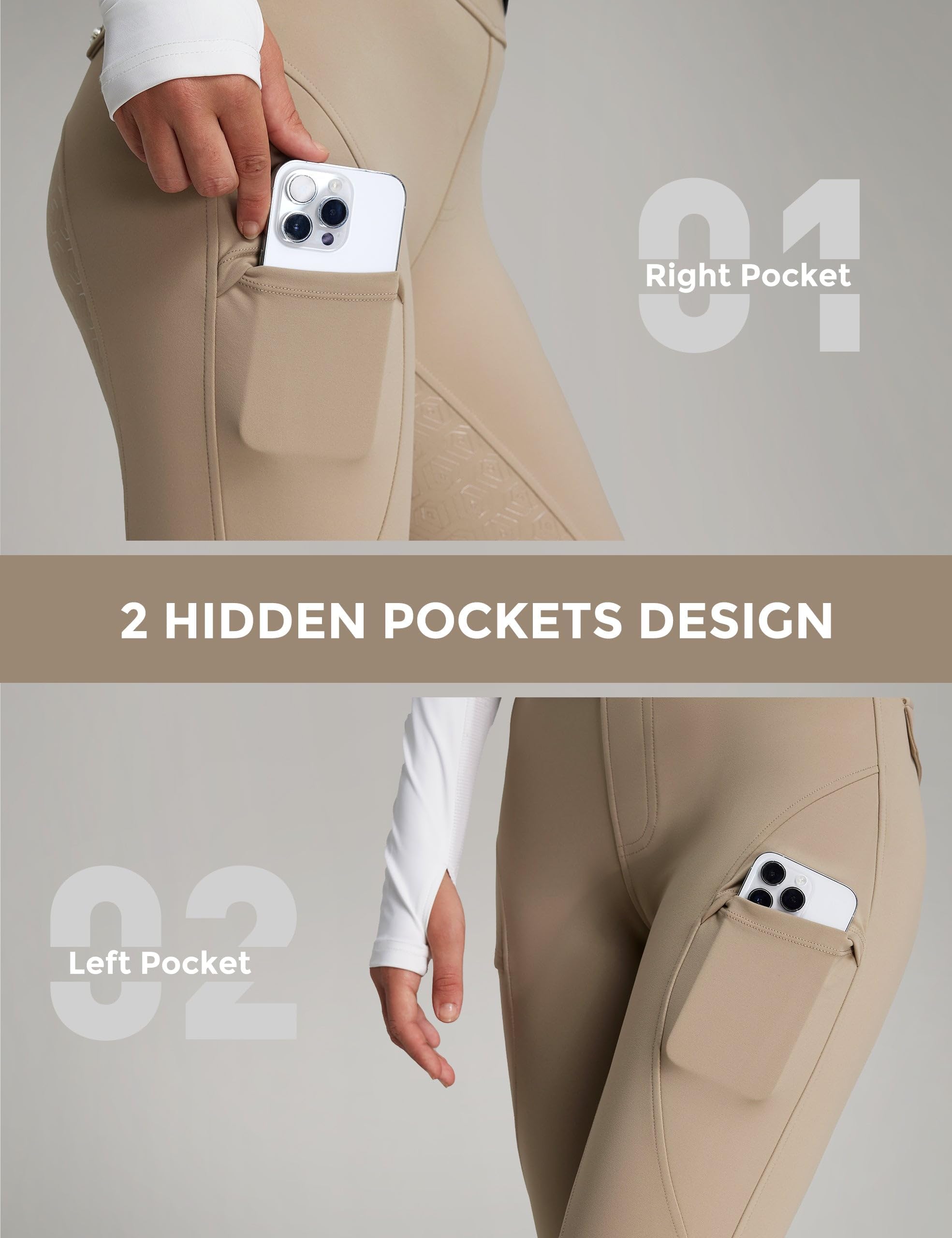 FitsT4 Sports Women's Fleece Horse Riding Pants Full Seat Equestrian Breeches Winter Riding Tights with Pockets - Image 6