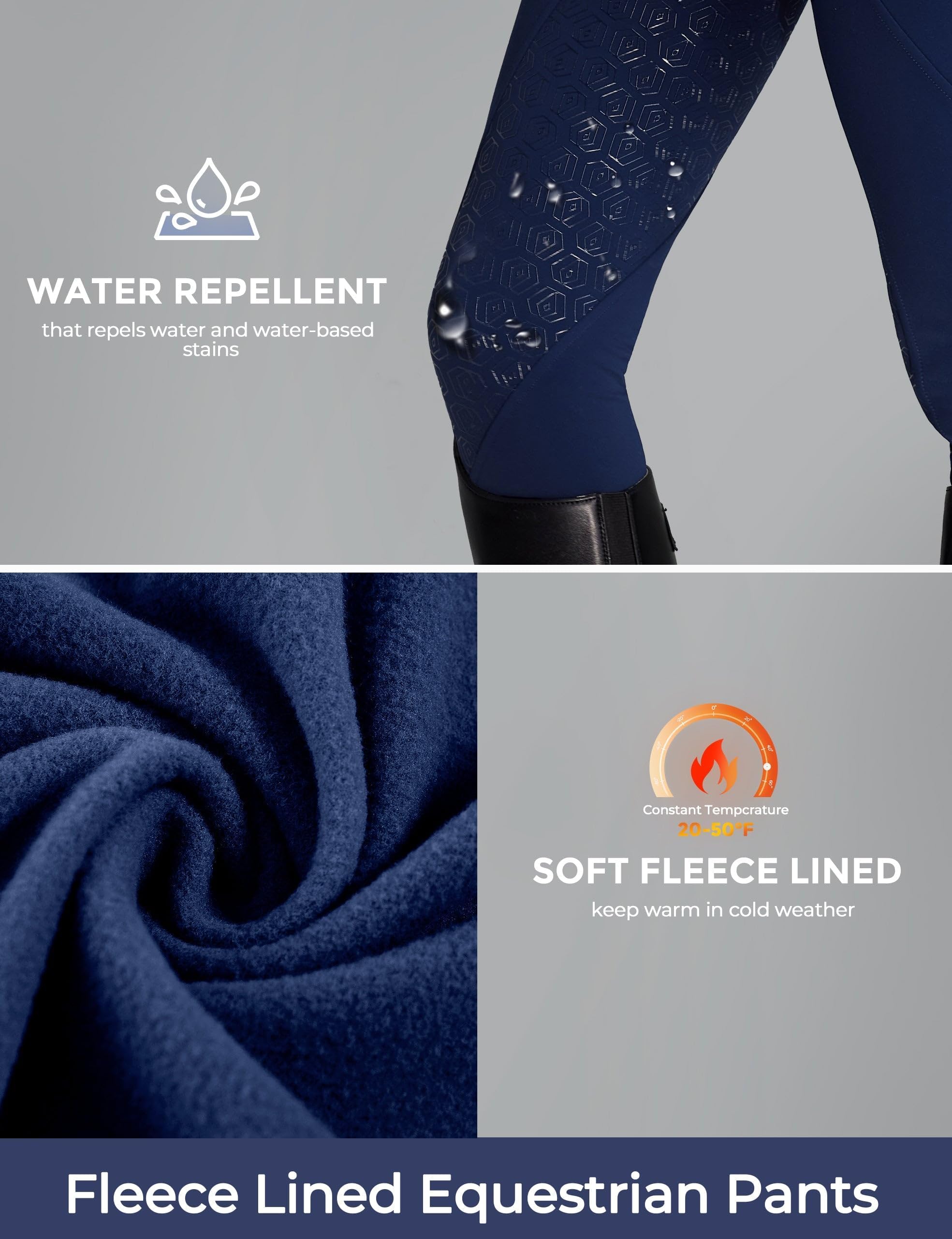 FitsT4 Sports Women's Fleece Horse Riding Pants Full Seat Equestrian Breeches Winter Riding Tights with Pockets - Image 4