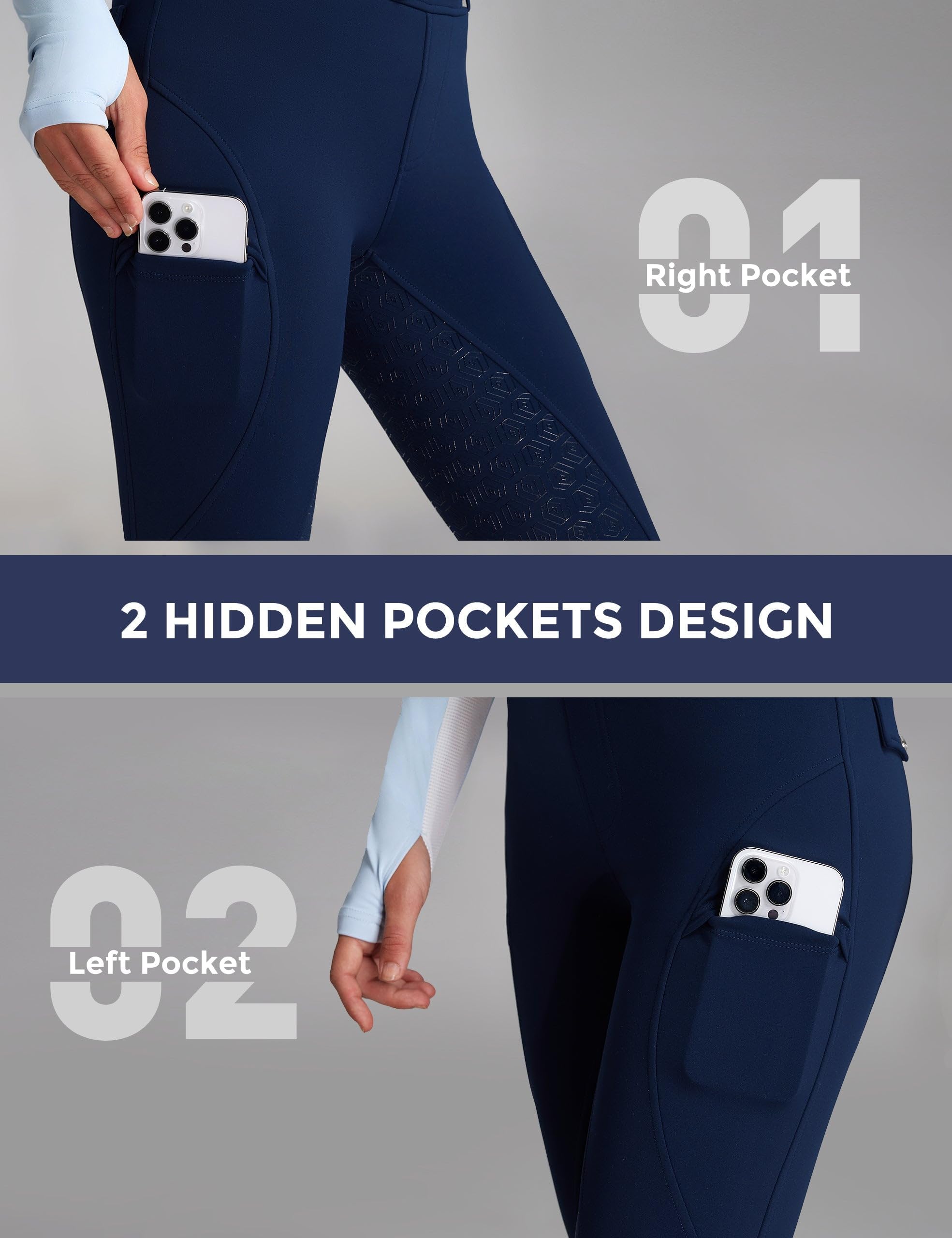 FitsT4 Sports Women's Fleece Horse Riding Pants Full Seat Equestrian Breeches Winter Riding Tights with Pockets - Image 6