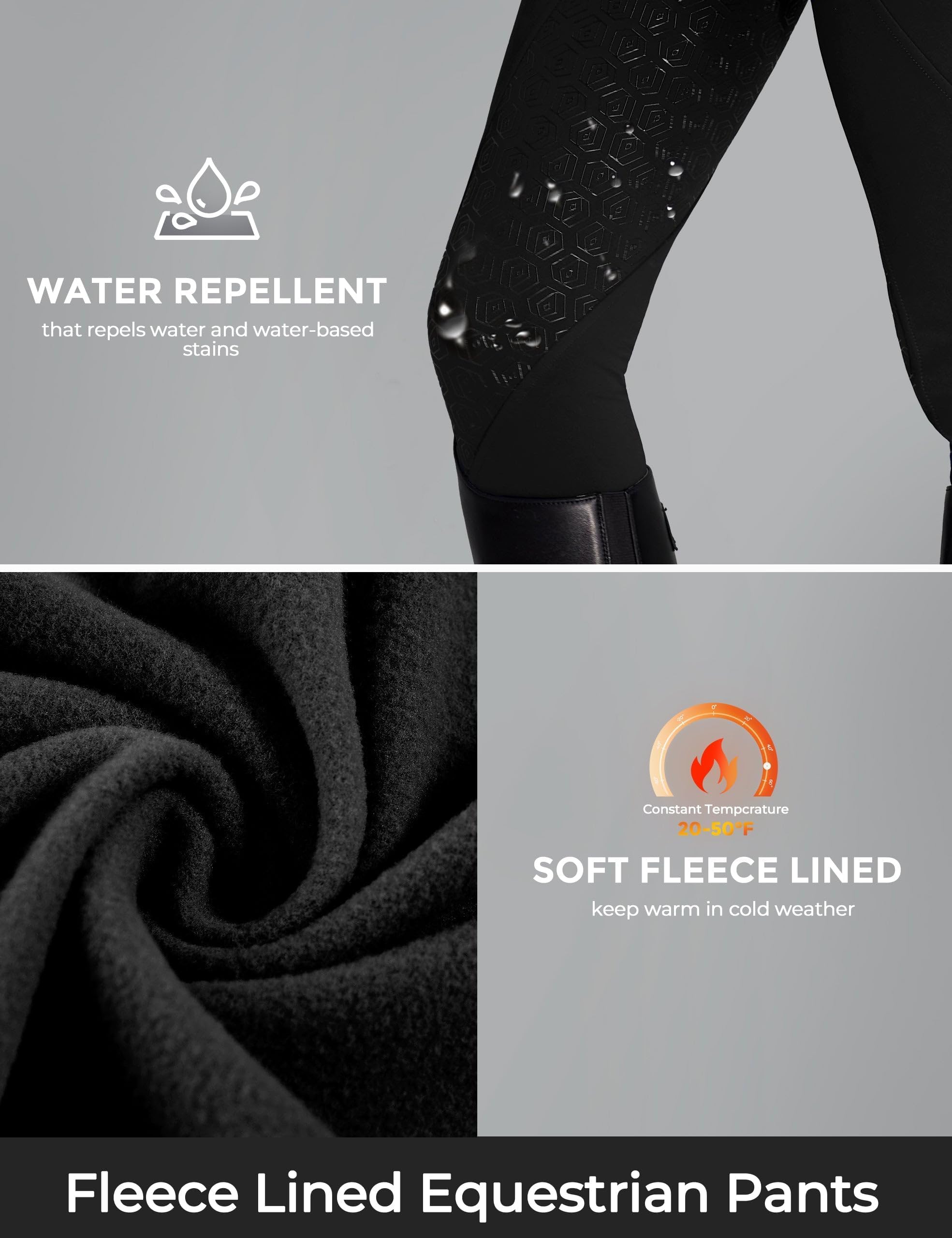 FitsT4 Sports Women's Fleece Horse Riding Pants Full Seat Equestrian Breeches Winter Riding Tights with Pockets - Image 4