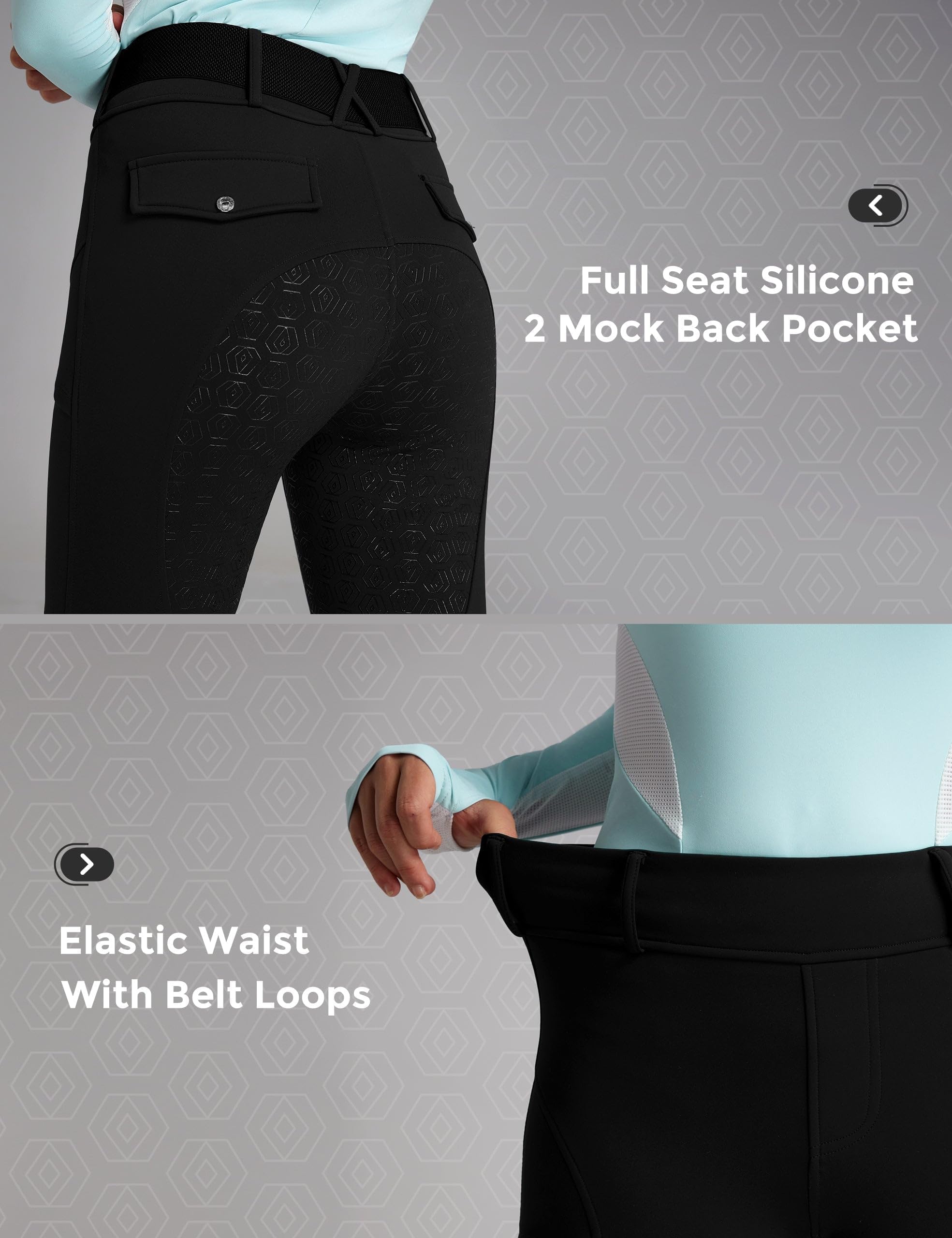 FitsT4 Sports Women's Fleece Horse Riding Pants Full Seat Equestrian Breeches Winter Riding Tights with Pockets - Image 5