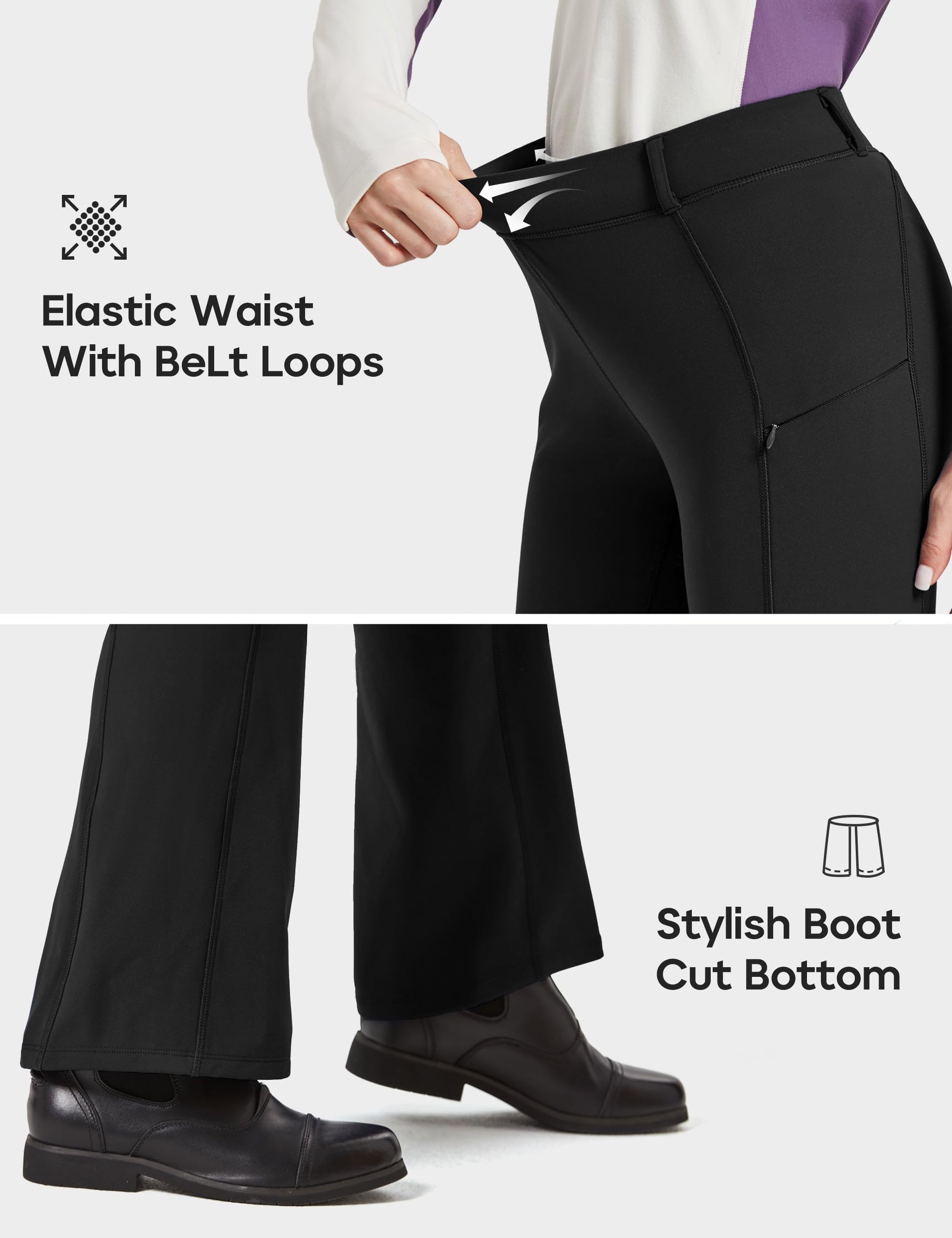 FitsT4 Sports Women's Fleece Lined Bootcut Horse Riding Pants Winter Full Seat Riding Tights with Pockets Equestrian Breeches - Image 5