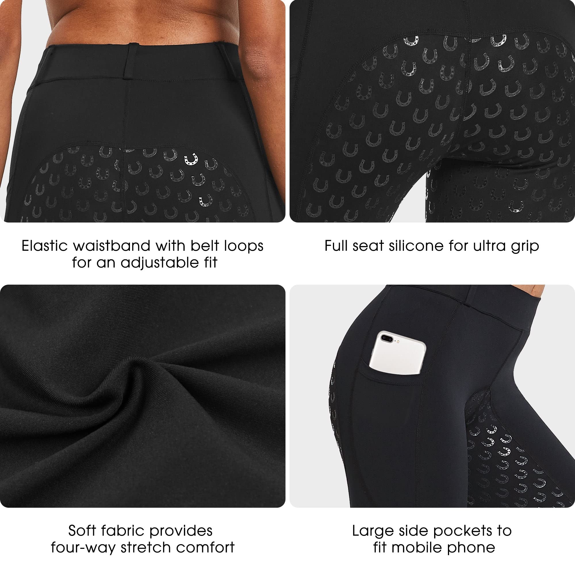 FitsT4 Sports Women's Full Seat Riding Tights Active Silicon Grip Horse Riding Tights Equestrian Breeches - Image 3