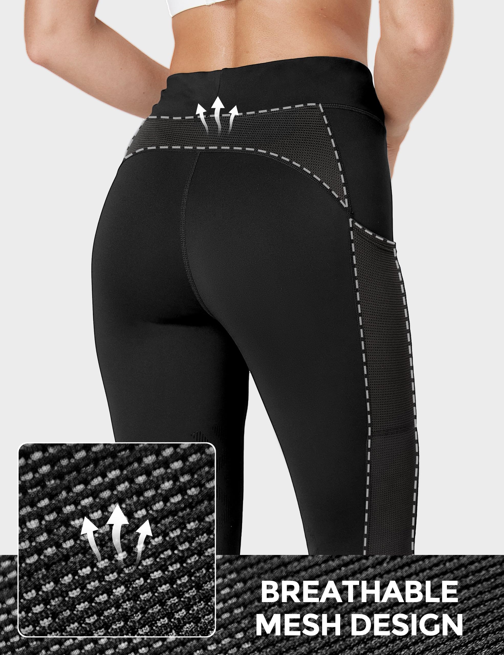 FitsT4 Sports Women's Horse Riding Pants Knee-Patch Riding Tights Ventilated Mesh Equestrian Breeches with Pockets - Image 3