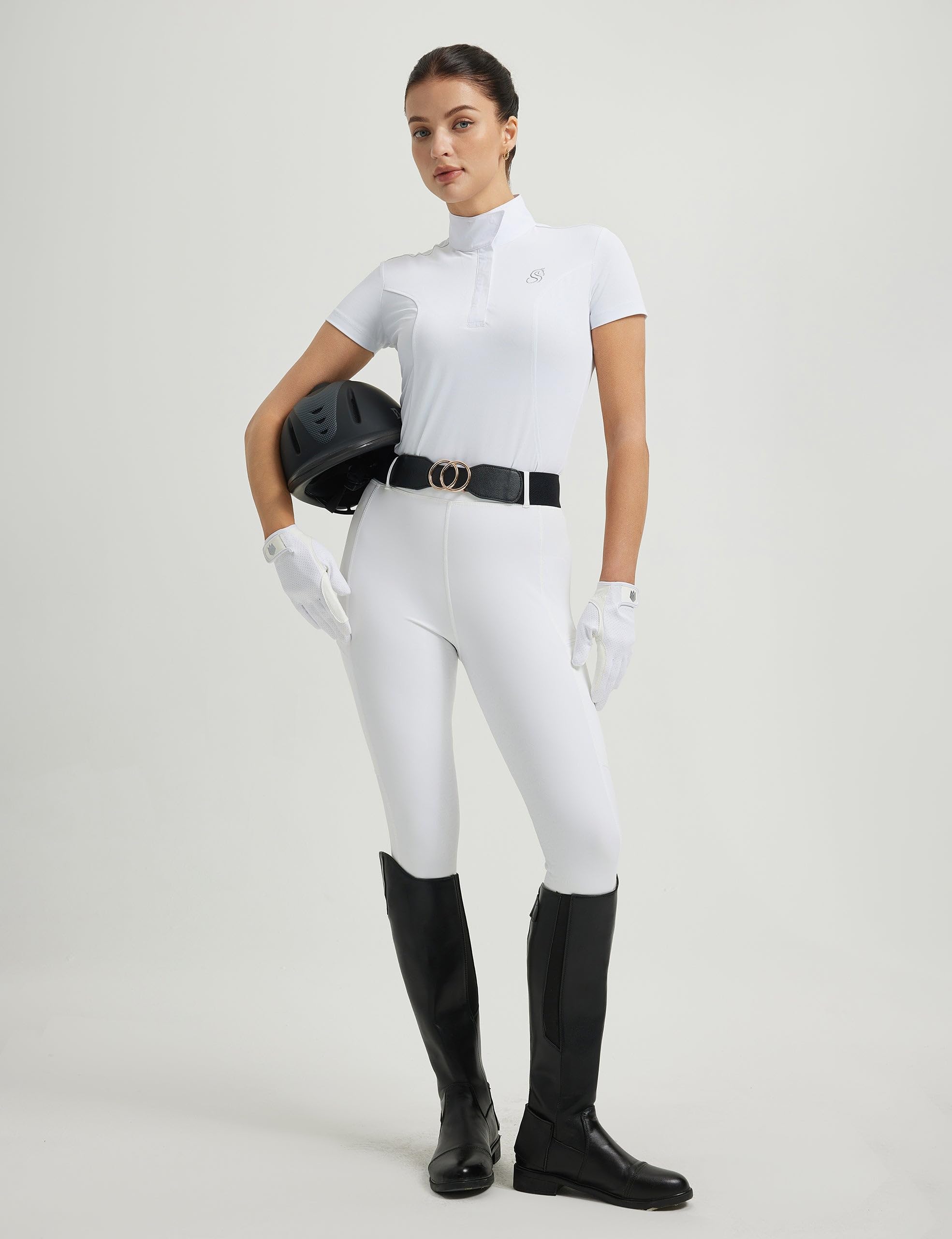 FitsT4 Sports Womens Short Sleeve Equestrian Show Shirts UPF50 Horse Riding Performance Shirt Rider Top - Image 6