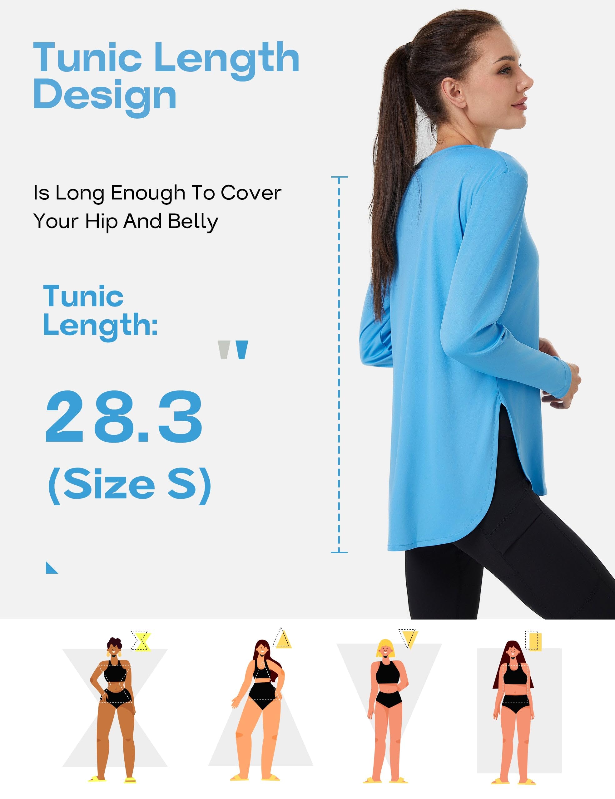 FitsT4 Sports Womens Sun Shirt Long Sleeve Running Tunic Shirts UPF50+ Moisture Wicking Workout Athletic Hiking Tops - Image 4