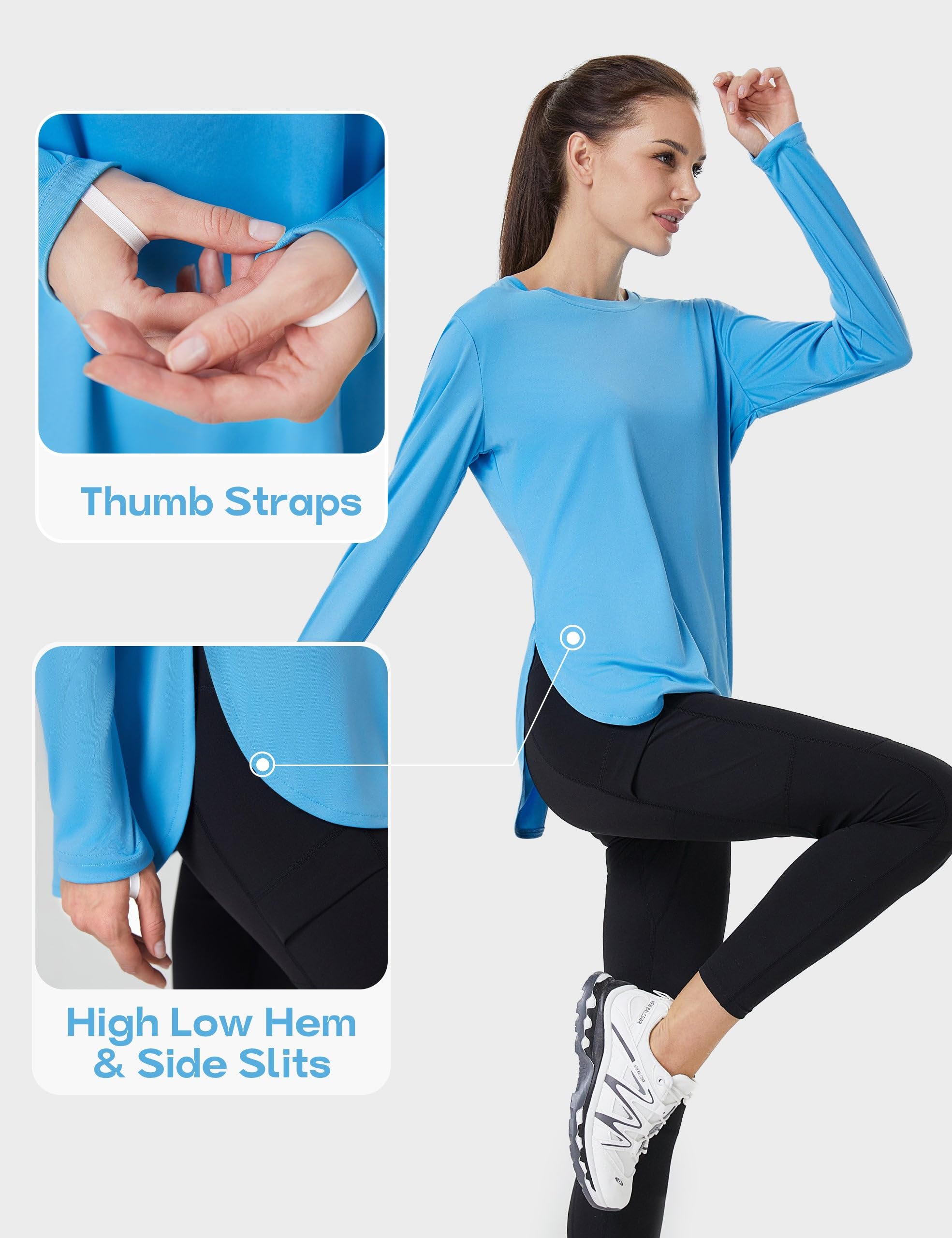 FitsT4 Sports Womens Sun Shirt Long Sleeve Running Tunic Shirts UPF50+ Moisture Wicking Workout Athletic Hiking Tops - Image 5