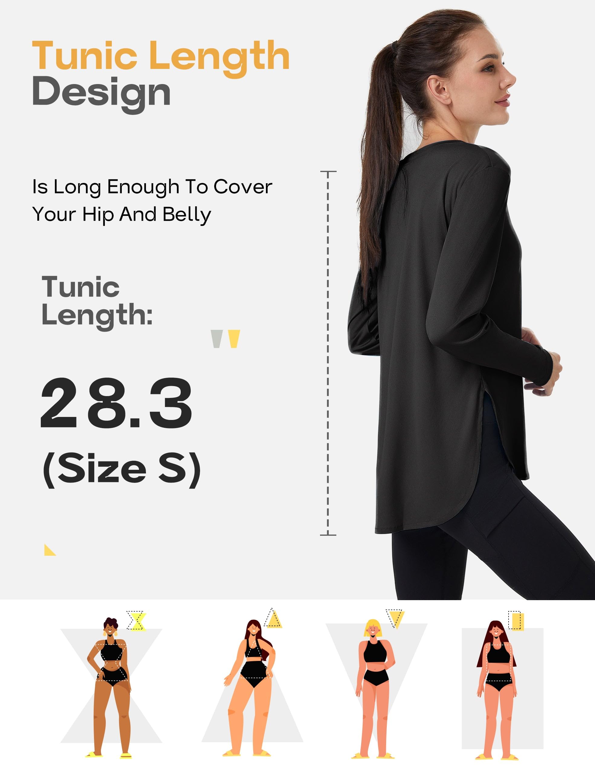 FitsT4 Sports Womens Sun Shirt Long Sleeve Running Tunic Shirts UPF50+ Moisture Wicking Workout Athletic Hiking Tops - Image 4