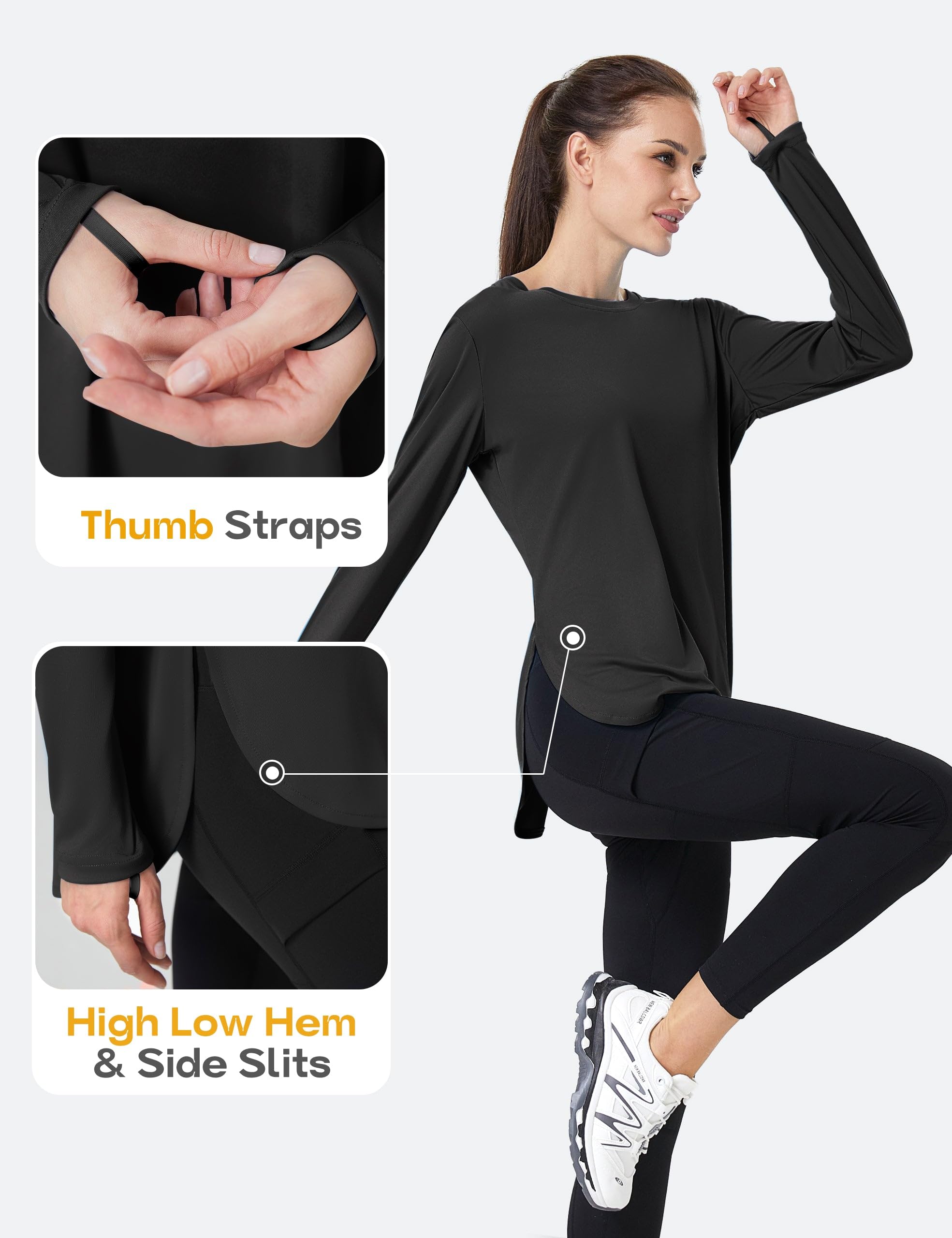 FitsT4 Sports Womens Sun Shirt Long Sleeve Running Tunic Shirts UPF50+ Moisture Wicking Workout Athletic Hiking Tops - Image 5